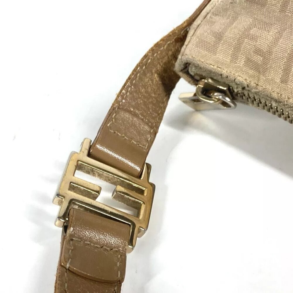 FENDI Zucchino Zucca logo bag Shoulder Bag Leather/Canvas Beige - Picture 7 of 14